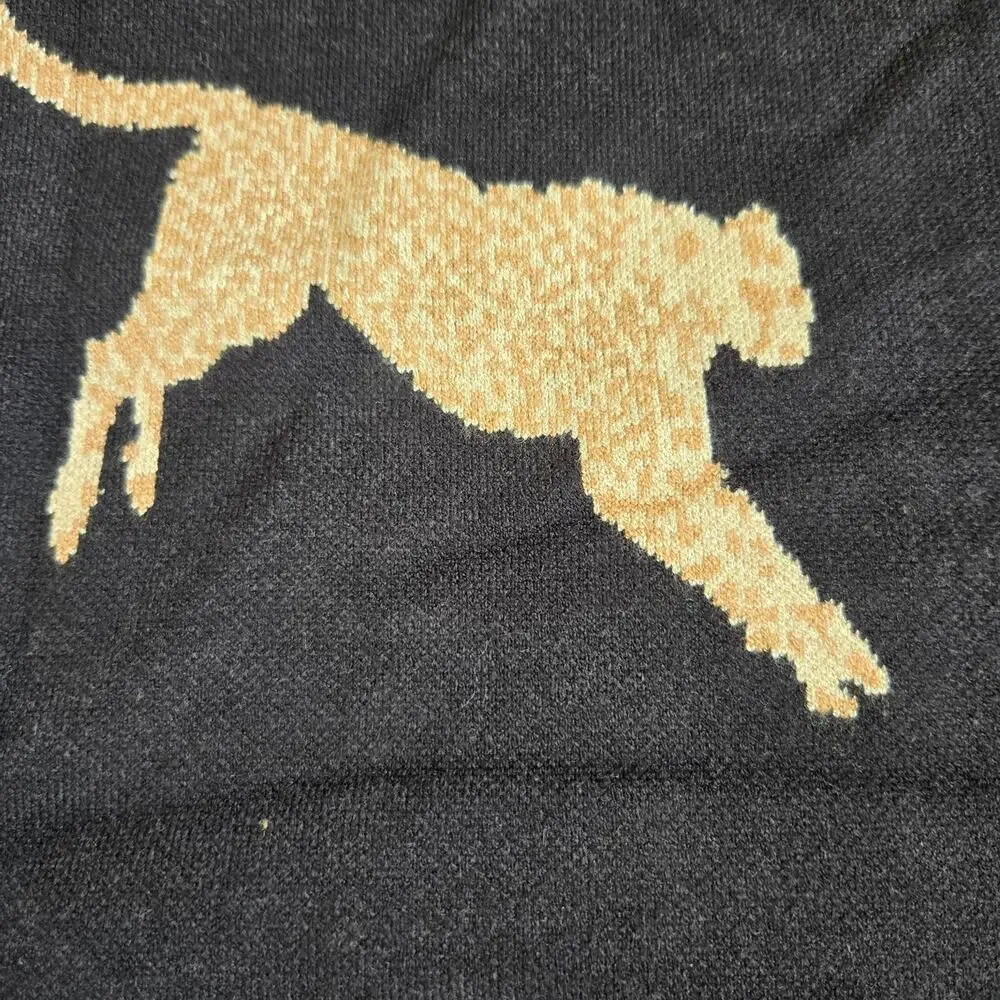 Entro Oversized Cheetah Sweater Black Mock Neck Novelty Animals Women Small